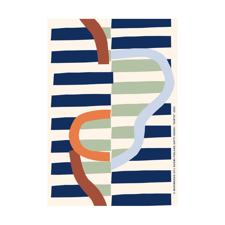 Affiche Siirto 50x70 cm, Powder-dk.blue-lt.blue-coral Marimekko
