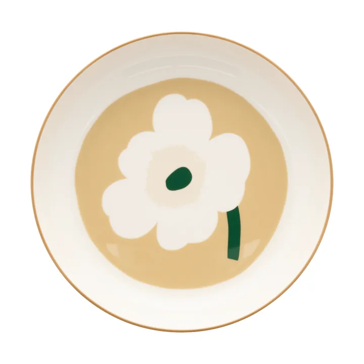 Assiette creuse Unikko Ø20,5 cm - White-beige-light sand-dark green - Marimekko