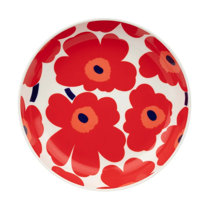 Assiette creuse Unikko Ø20,5 cm - White-red-blue - Marimekko