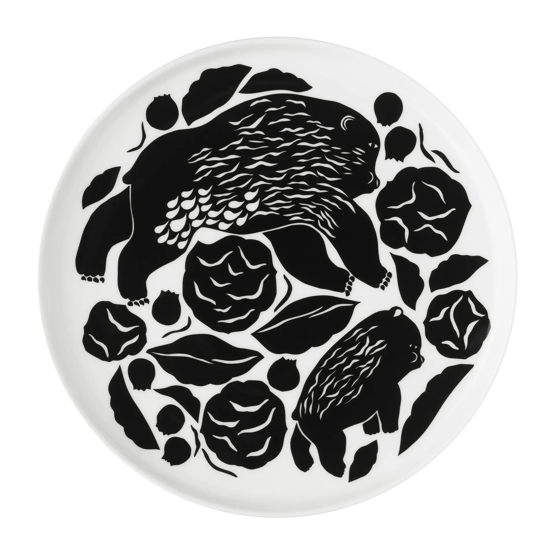 Assiette Karhuemo Ø20 cm, Blanc-vert foncé Marimekko