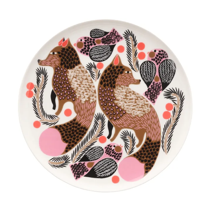 Assiette Oiva Ketunmarja Ø20 cm - White-bronze-rose-pétrole - Marimekko