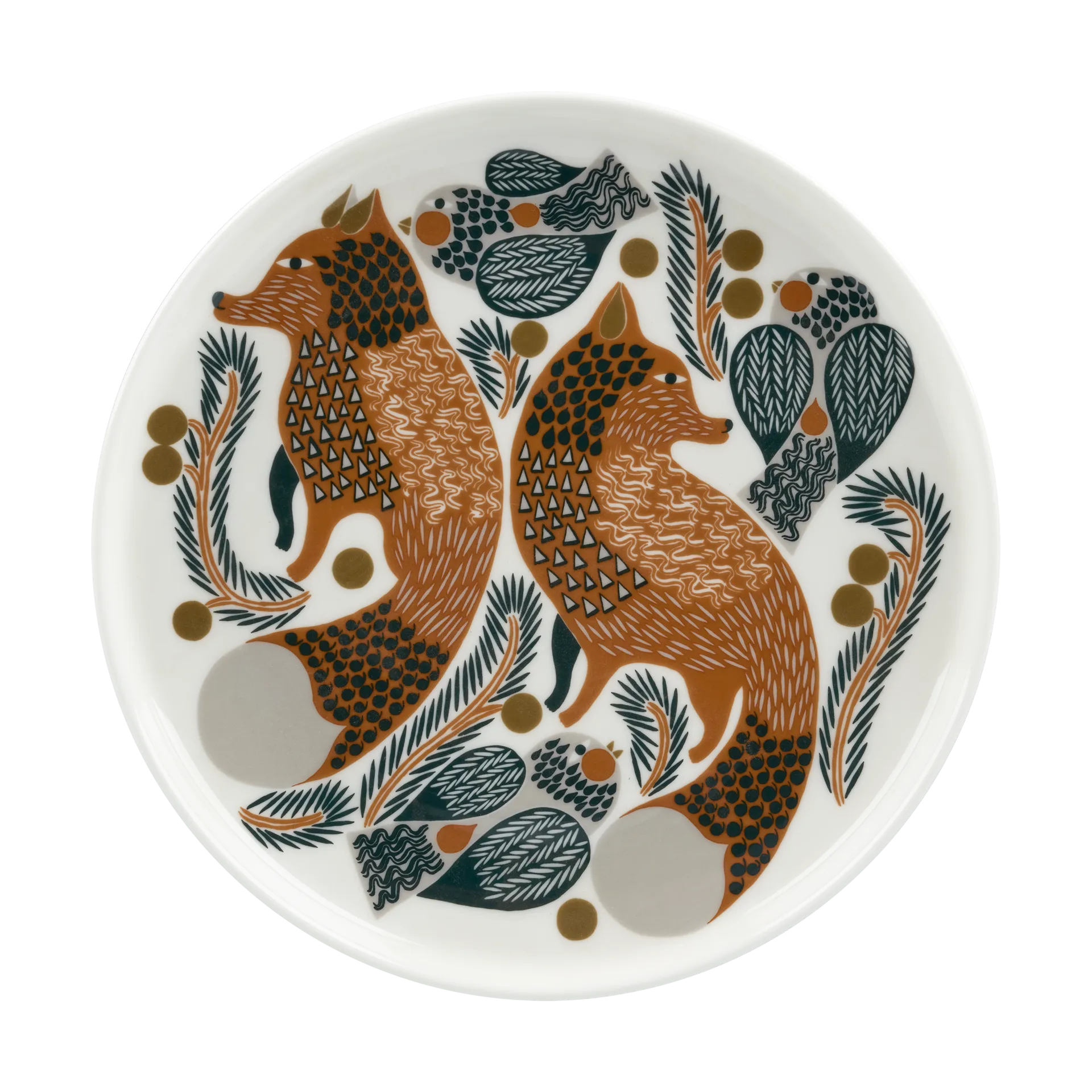 Assiette Oiva Ketunmarja Ø20 cm, White-brown-dark green Marimekko
