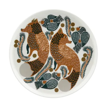 Assiette Oiva Ketunmarja Ø20 cm - White-brown-dark green - Marimekko