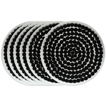 Assiette Räsymatto 20 cm, lot de 6 noir-blanc - Marimekko