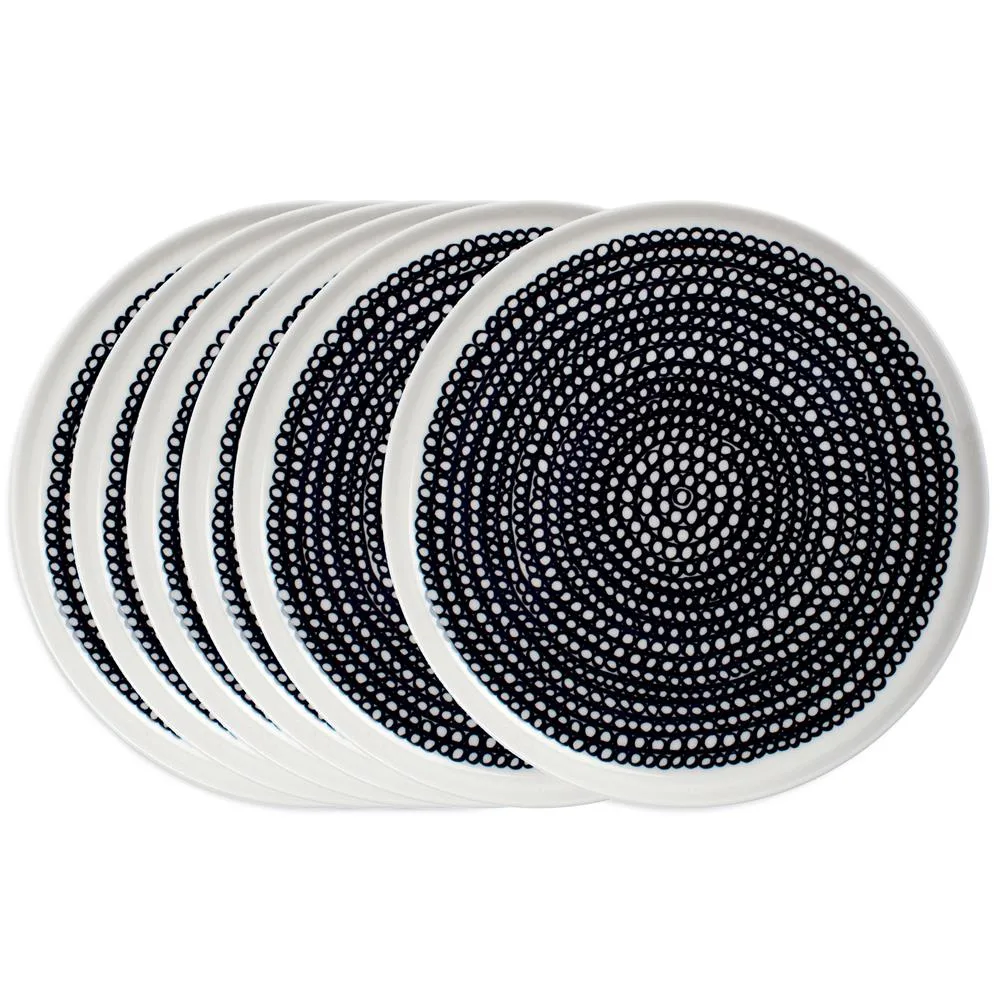 Assiette Räsymatto 20 cm lot de 6 noir petits pos,  Marimekko