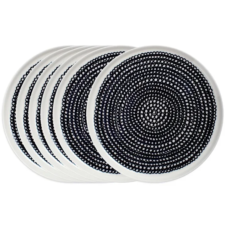 Assiette Räsymatto 20 cm lot de 6 noir petits pos - Marimekko