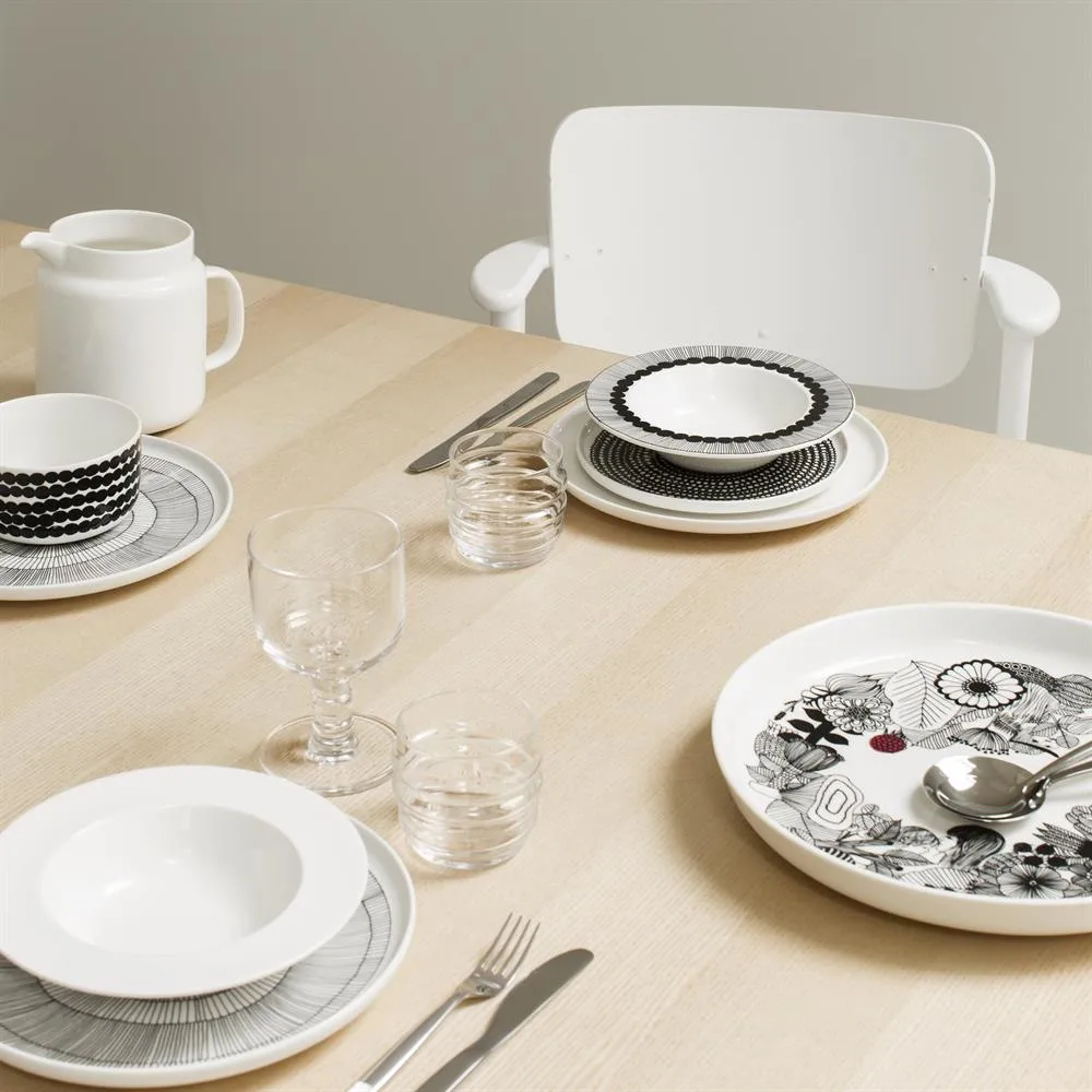 Assiette Räsymatto 20 cm lot de 6 noir petits pos,  Marimekko