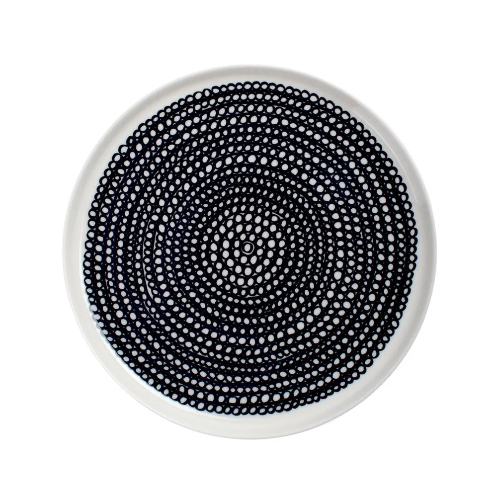 Assiette Räsymatto Ø 20 cm, noir-blanc (petits pois) Marimekko