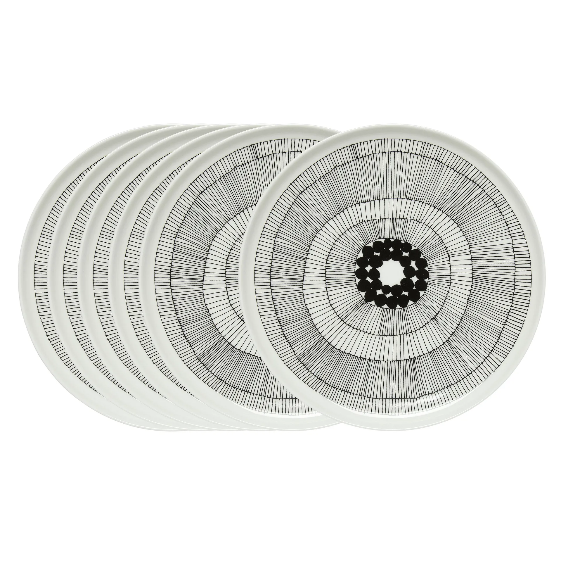 Assiette Siirtolapuutarha Ø 25 cm, lot de 6 noir-blanc Marimekko