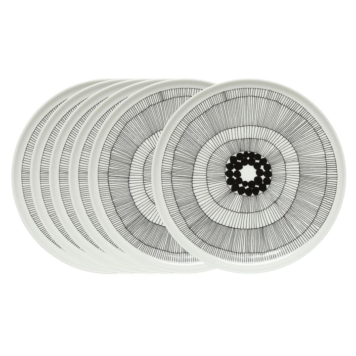 Assiette Siirtolapuutarha Ø 25 cm, lot de 6 noir-blanc - undefined - Marimekko