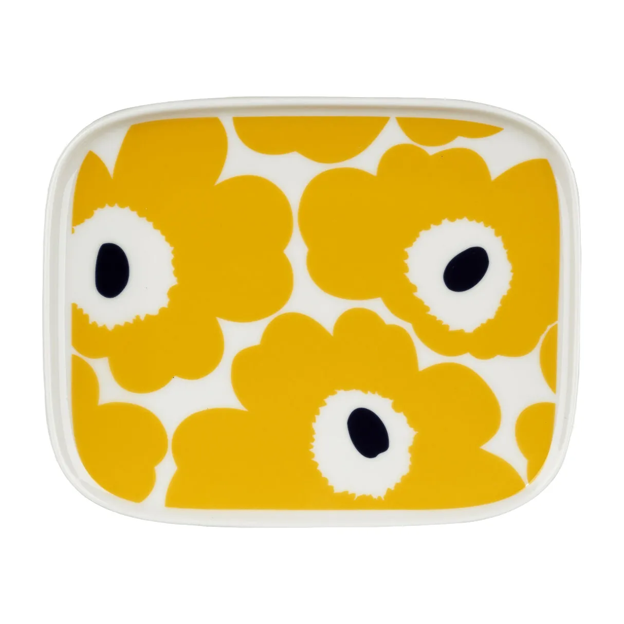 Assiette Unikko 12x15 cm, Blanc-jaune Marimekko