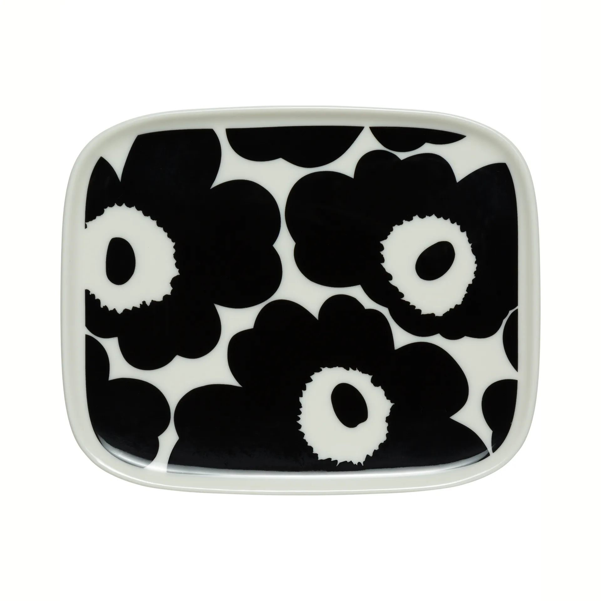 Assiette Unikko 12x15 cm, Noir-blanc Marimekko