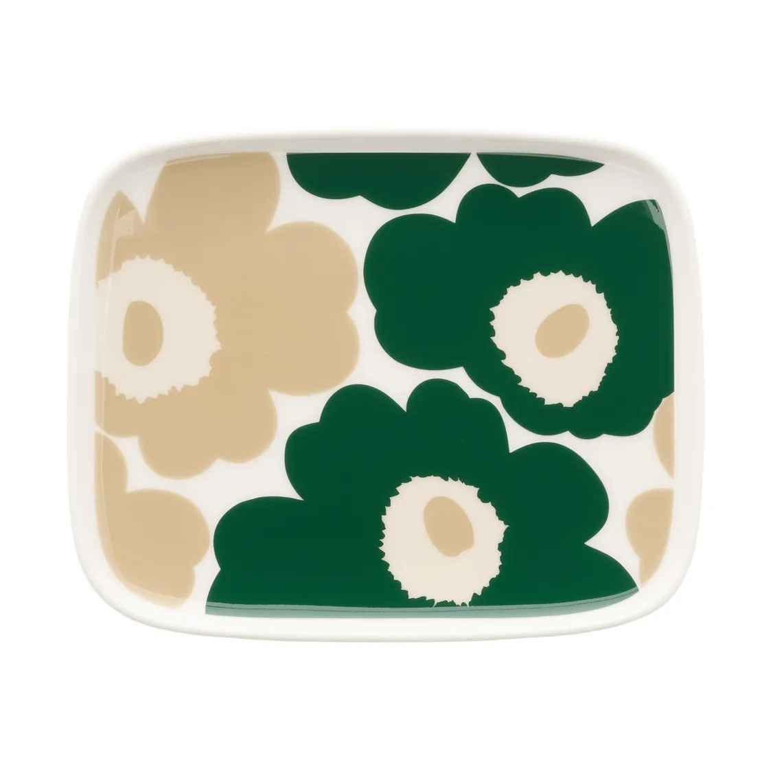 Assiette Unikko 12x15 cm, White-dark green-beige-light sand Marimekko