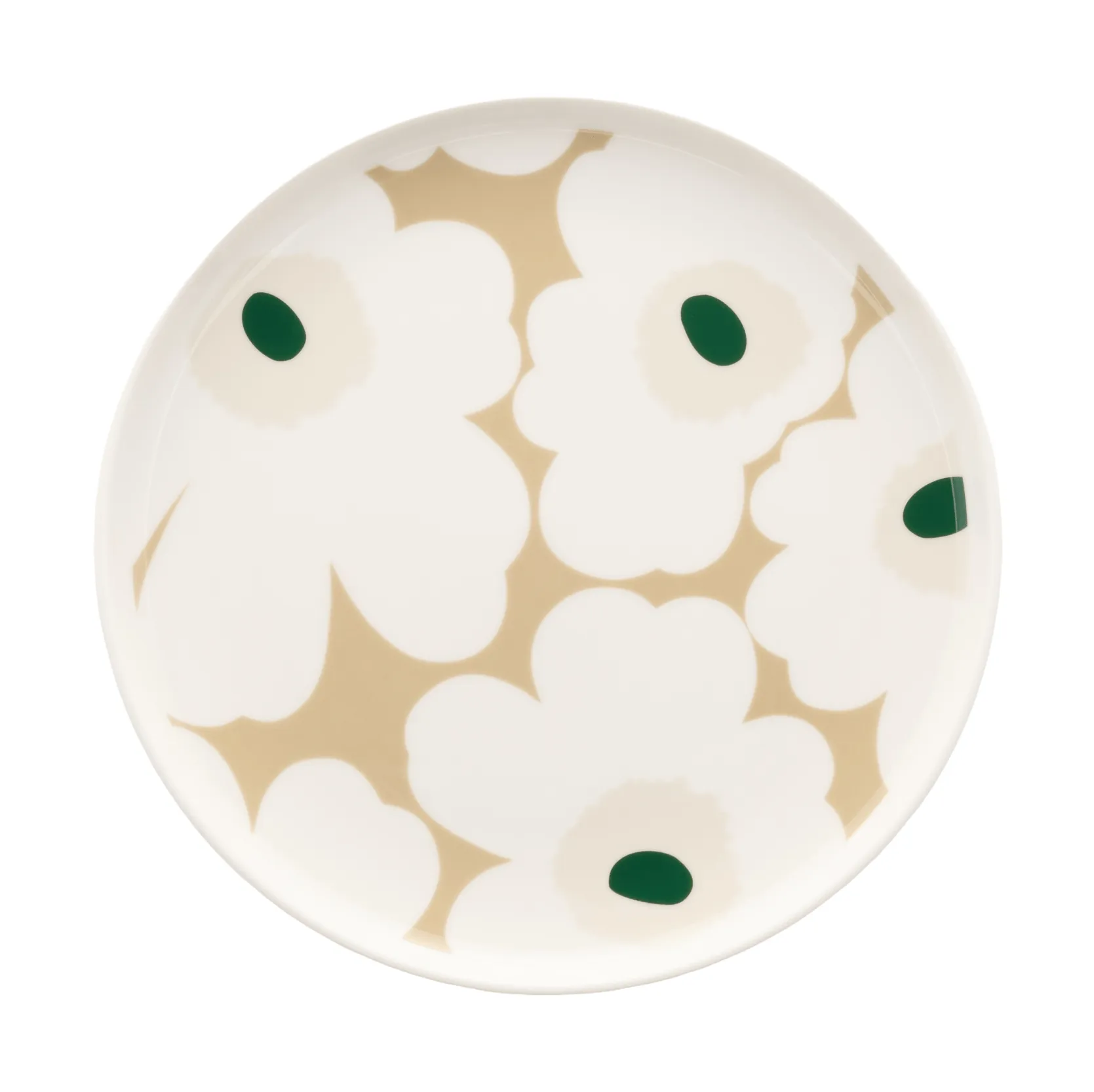 Assiette Unikko Ø20 cm, White-beige-light sand-dark green Marimekko