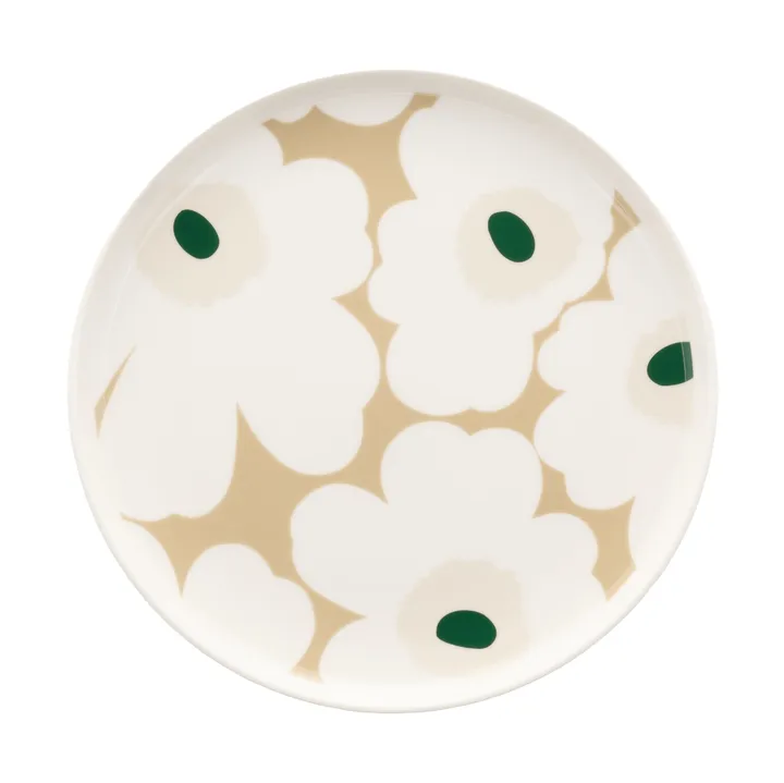 Assiette Unikko Ø20 cm - White-beige-light sand-dark green - Marimekko