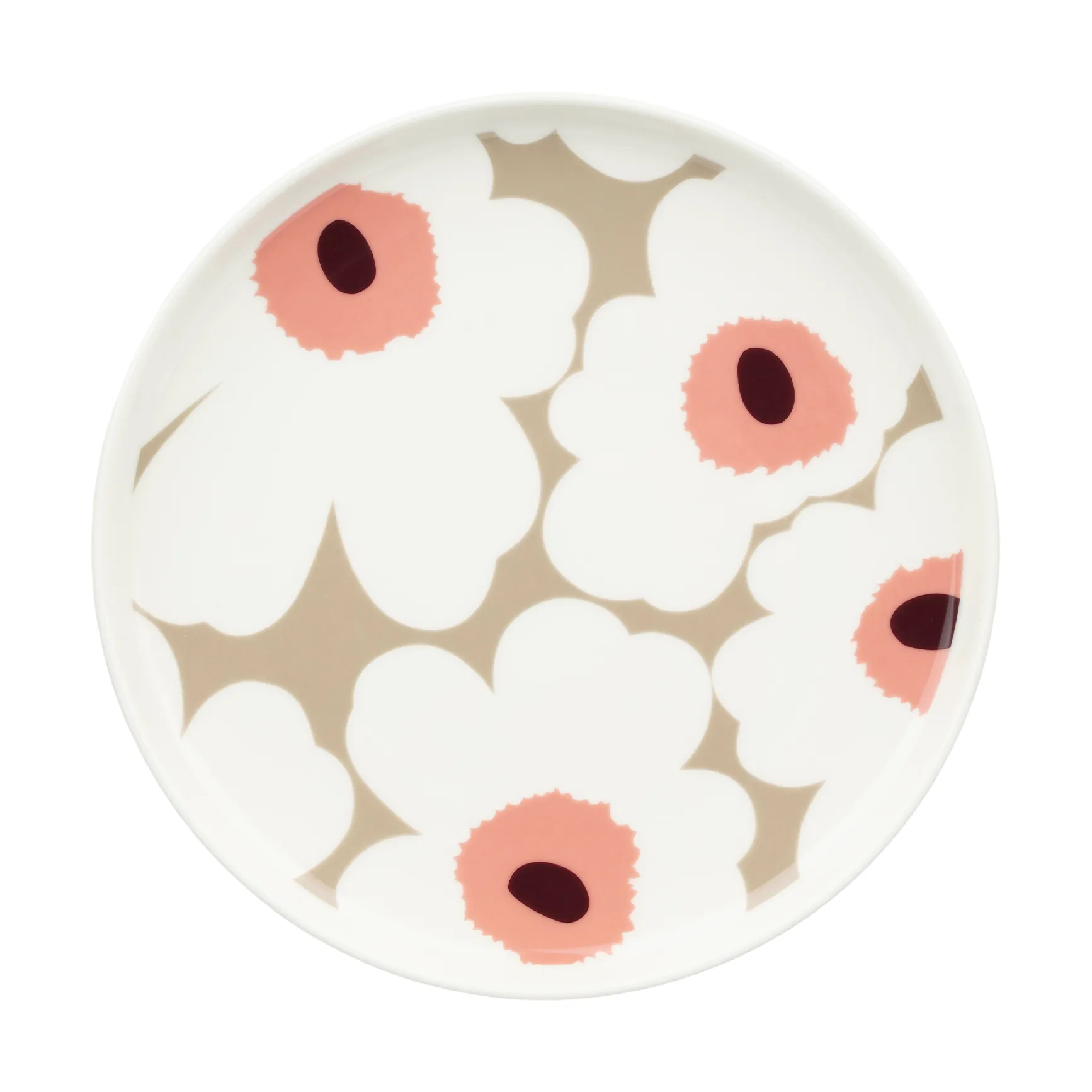 Assiette Unikko Ø20 cm, White-clay-powder-dark wine Marimekko