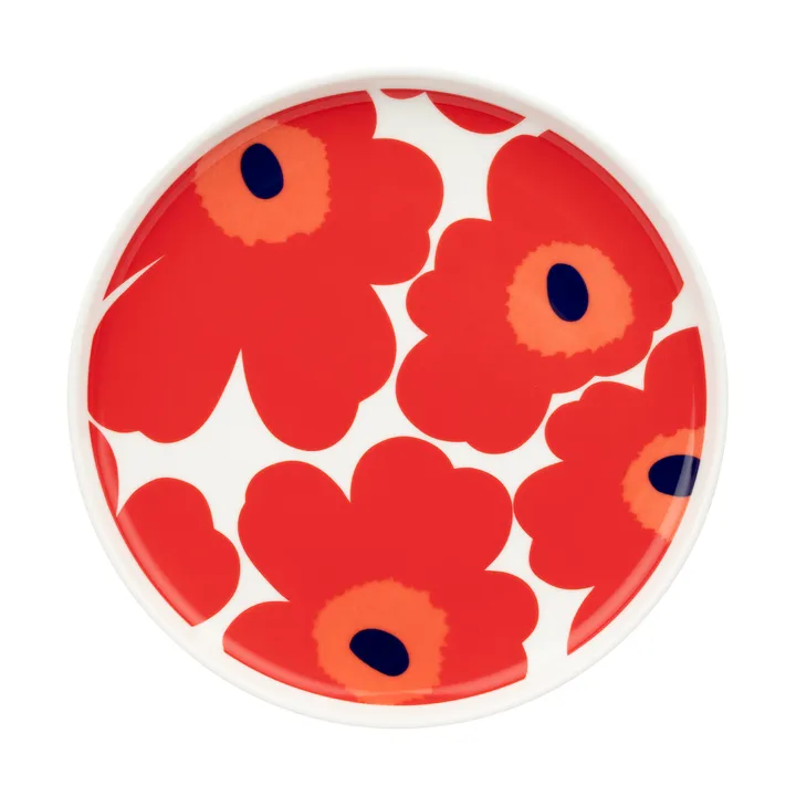 Assiette Unikko Ø20 cm - White-red-blue - Marimekko