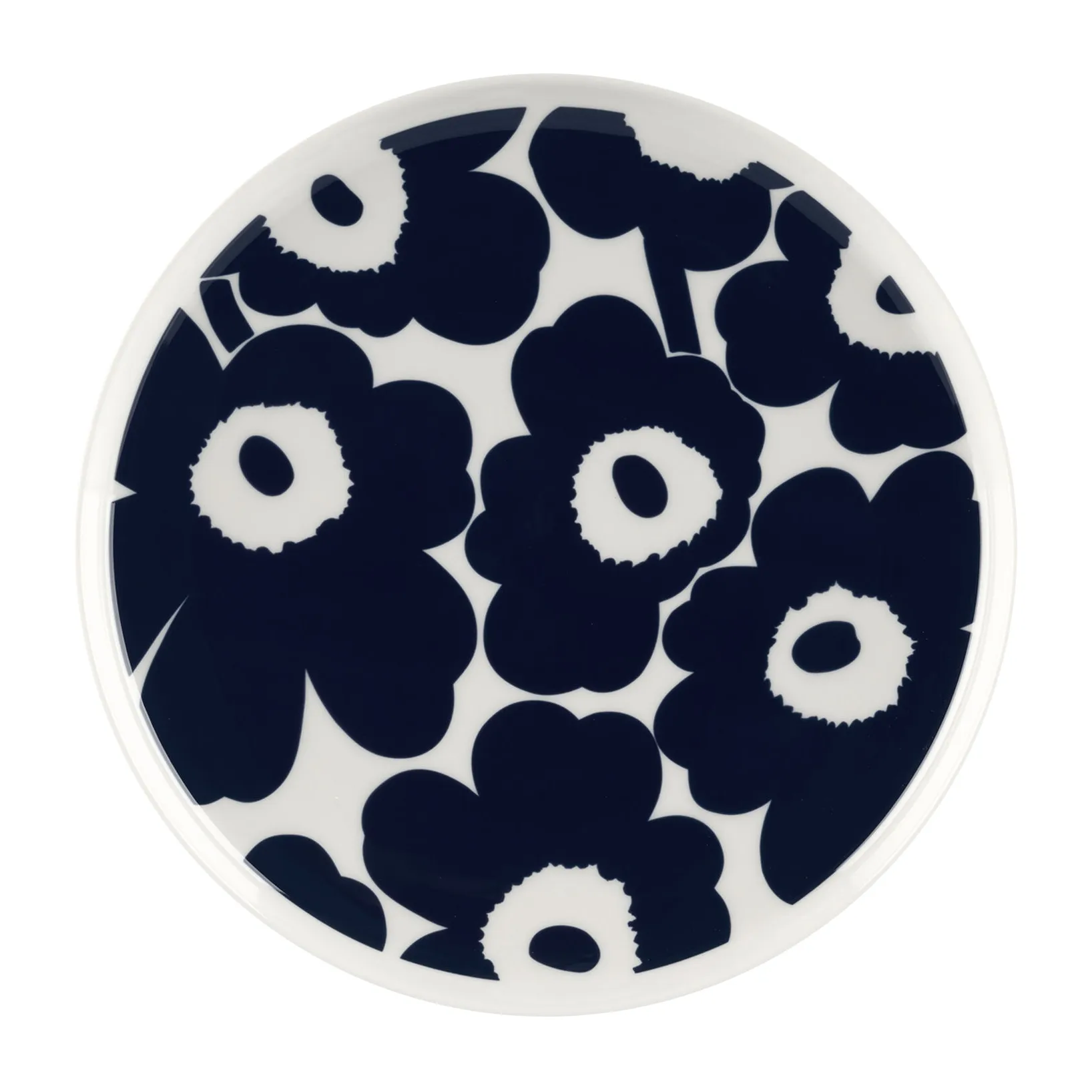 Assiette Unikko Ø25 cm, Blanc-bleu foncé Marimekko