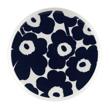 Assiette Unikko Ø25 cm - Blanc-bleu foncé - Marimekko