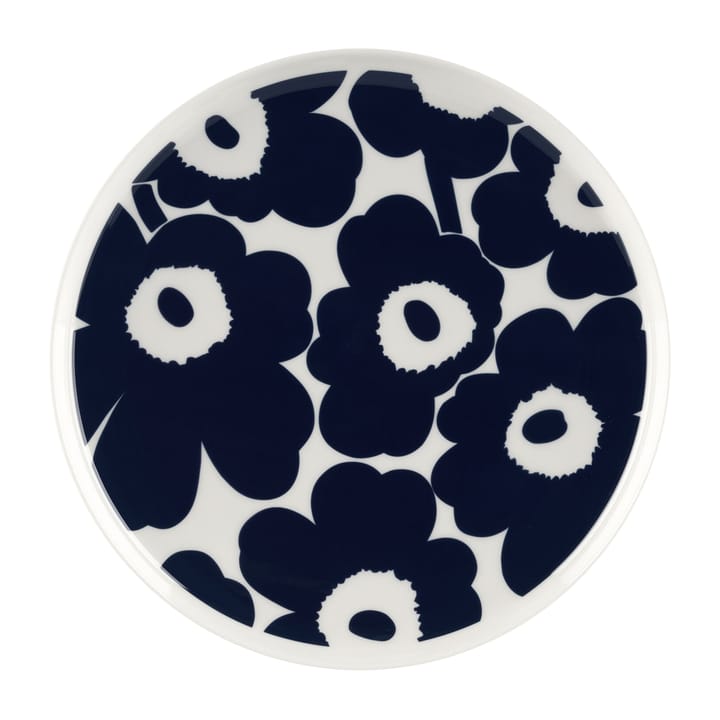 Assiette Unikko Ø25 cm - Blanc-bleu foncé - Marimekko
