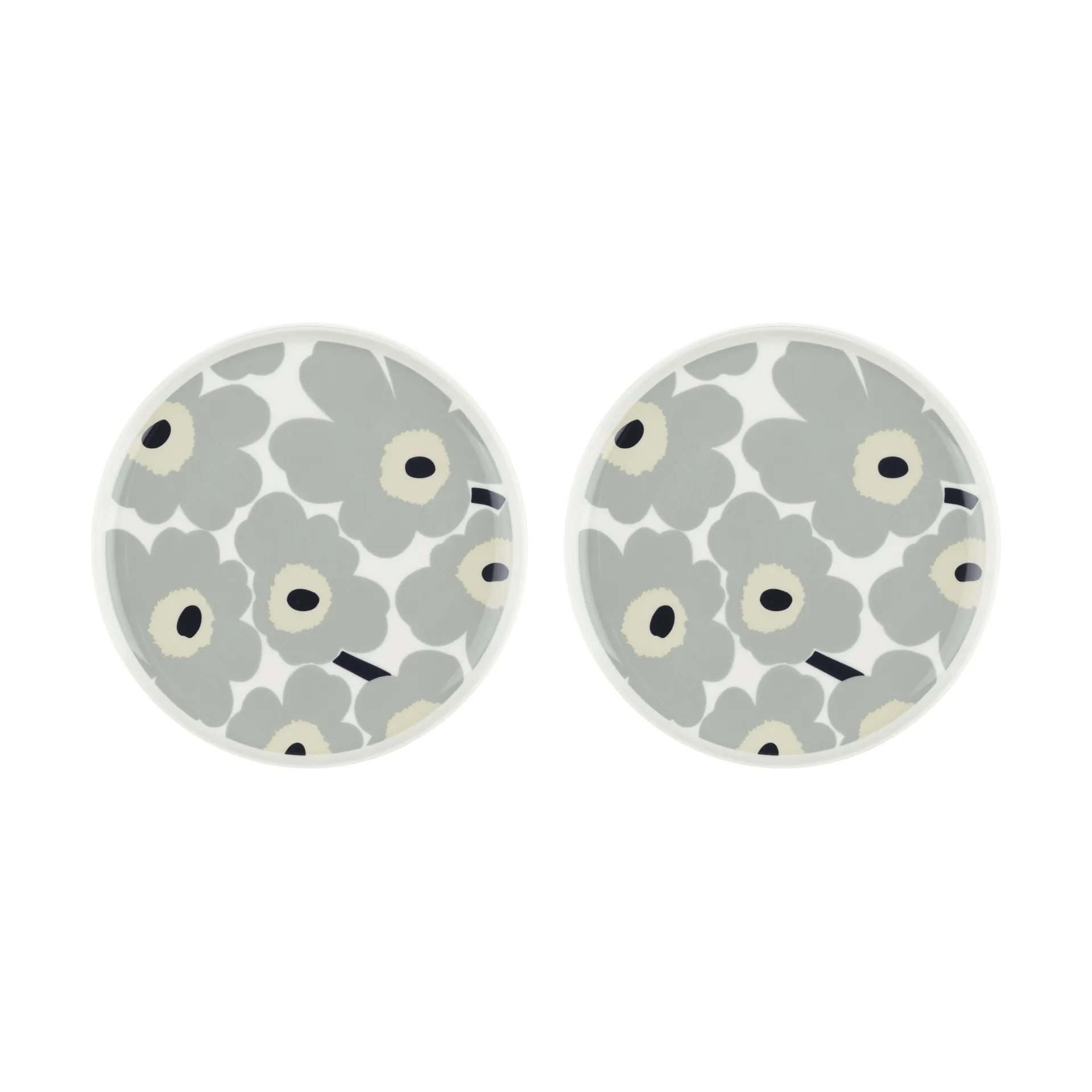 Assiette Unikko Ø25 cm, lot de 2, White-light grey-sand-dark blue Marimekko