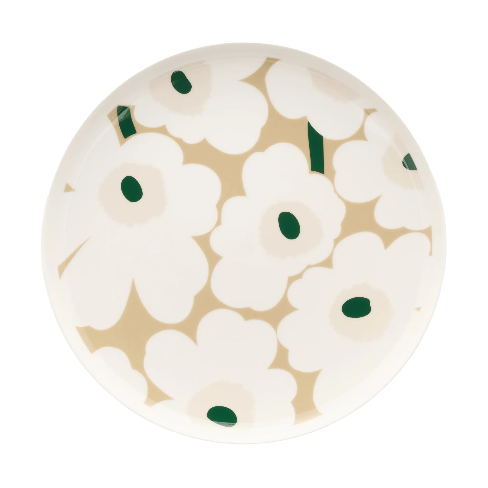 Assiette Unikko Ø25 cm, White-beige-light sand-dark green Marimekko