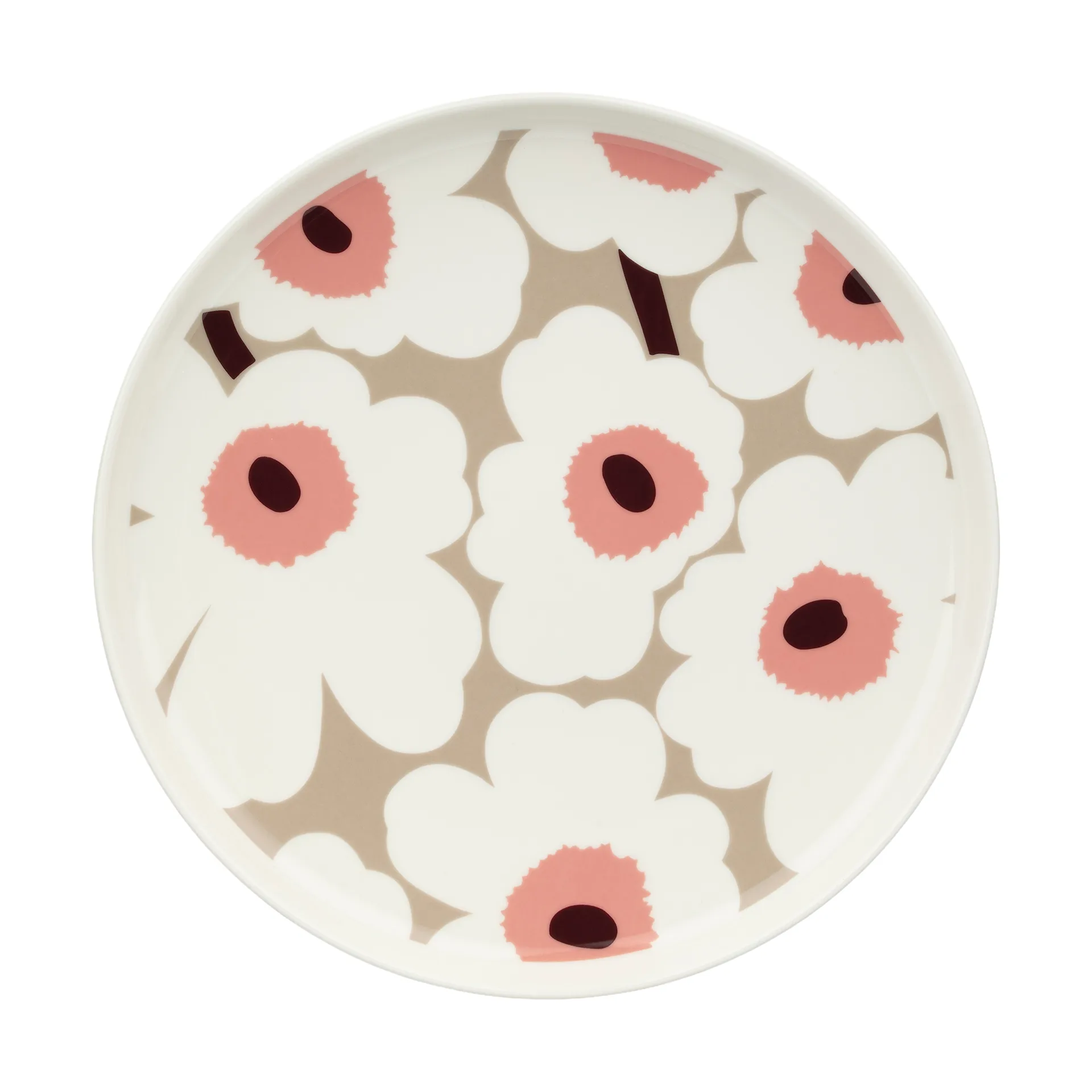 Assiette Unikko Ø25 cm, White-clay-powder-dark wine Marimekko