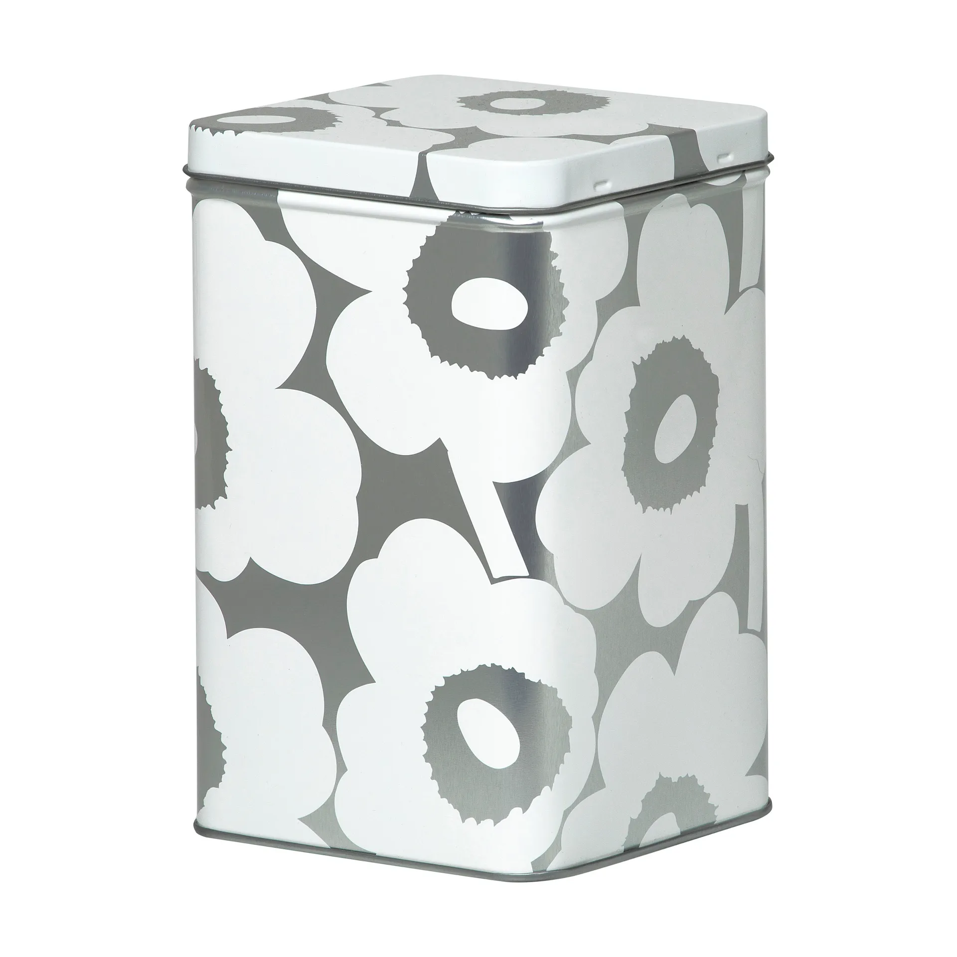 Boîte de rangement Unikko en métal 17,5cm, Gris-blanc Marimekko
