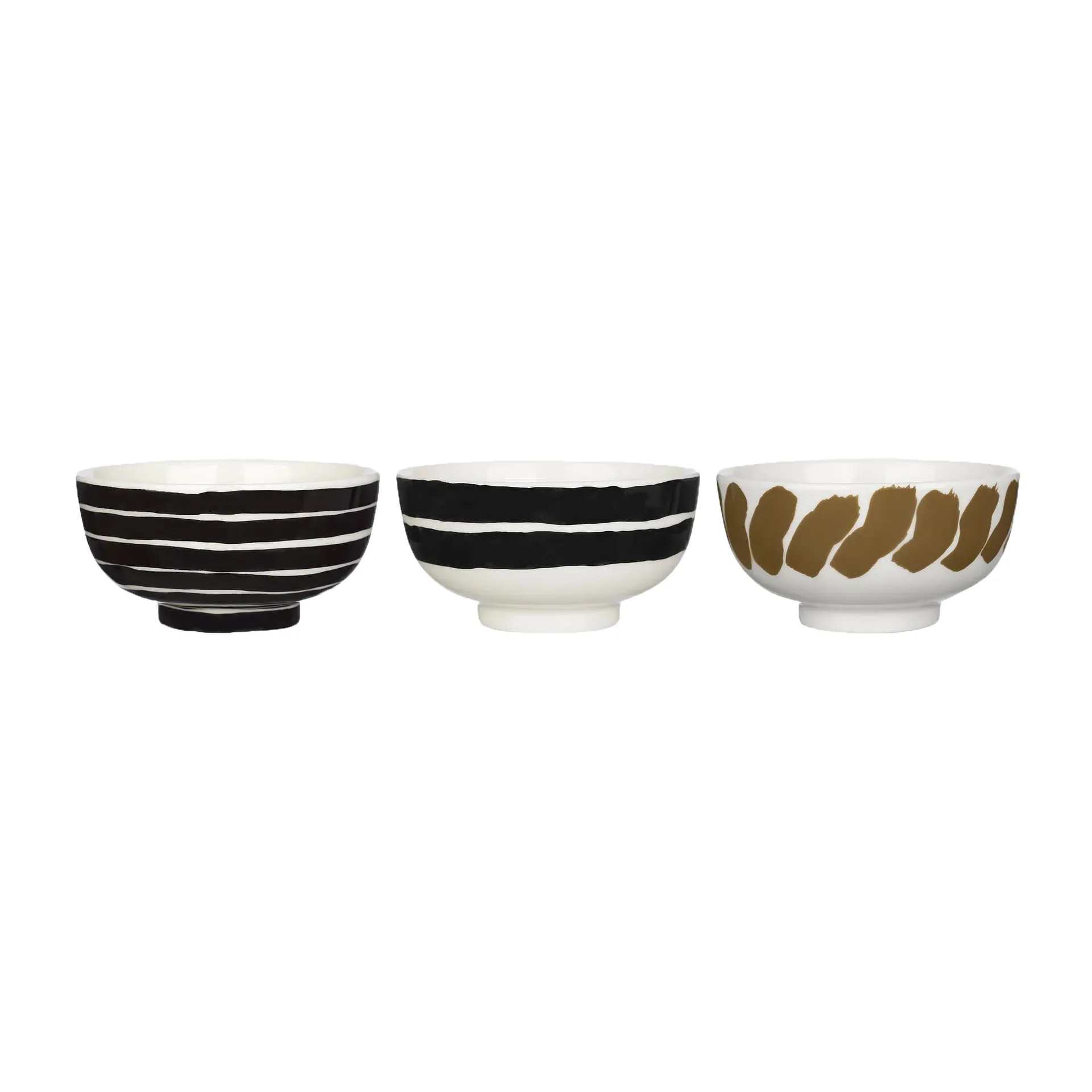 Bol Hyräily 3 dl, lot de 3, Blanc-marron-noir Marimekko