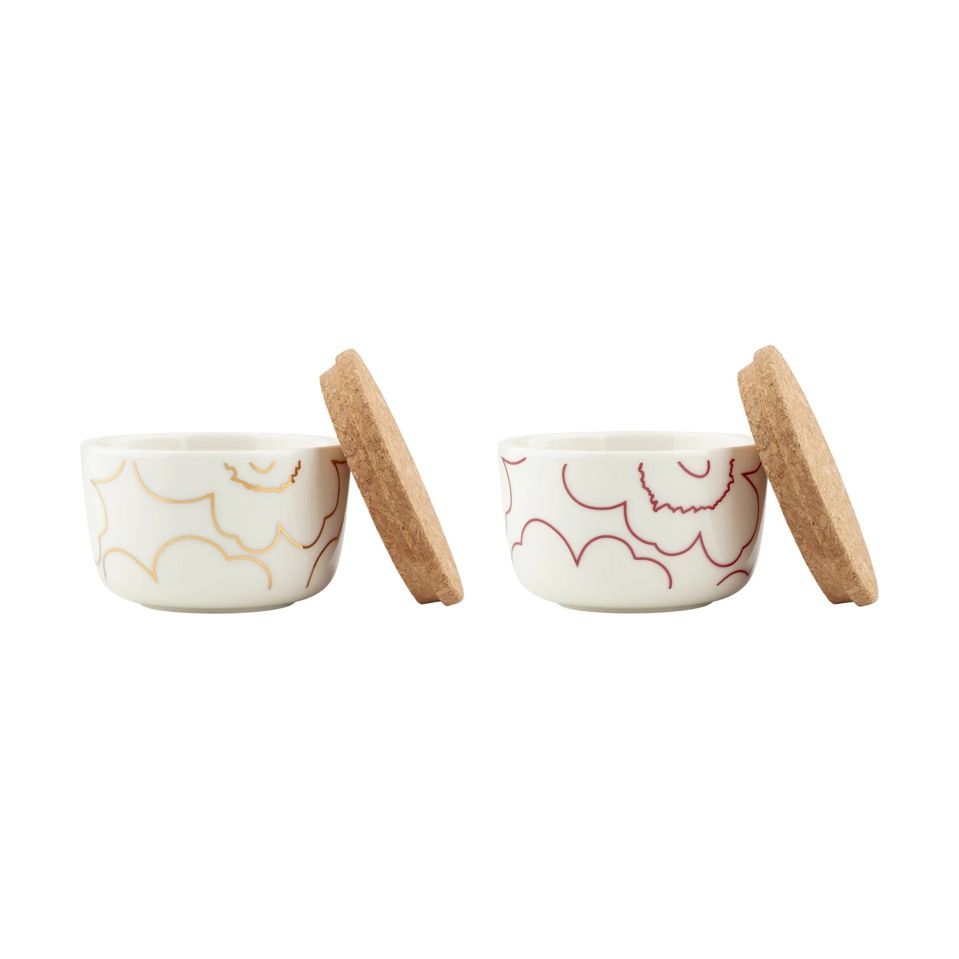 Bol Piirto Unikko avec couvercle 2,5 dl lot de 2, White-gold-dark red Marimekko