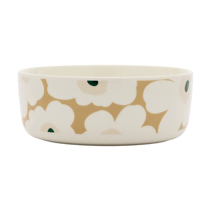 Bol Unikko 1,5 l - White-beige-light sand-dark green - Marimekko