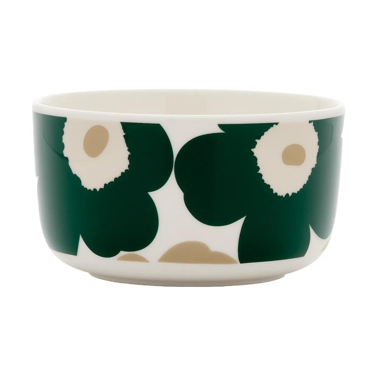 Bol Unikko 5 dl, White-dark green-beige-light sand Marimekko