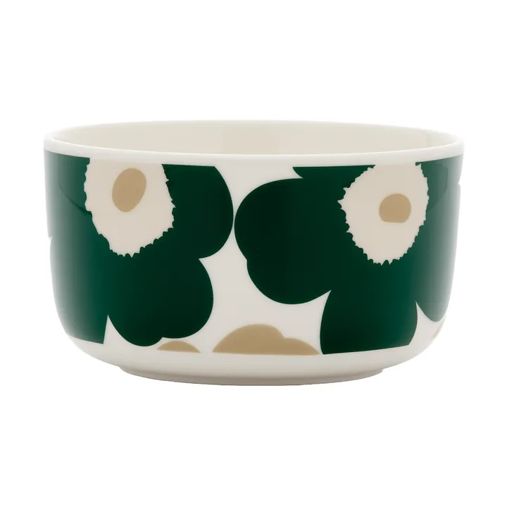 Bol Unikko 5 dl - White-dark green-beige-light sand - Marimekko