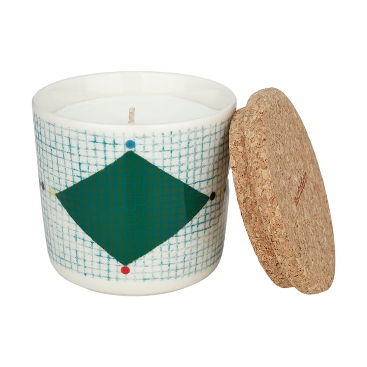 Bougie parfumée Losagne Ø7,5 cm, White-green-petrol blue-red Marimekko