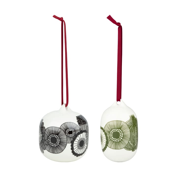 Boules de Noël Siirtolapuutarha 2025 2 pièces - White-black-green - Marimekko