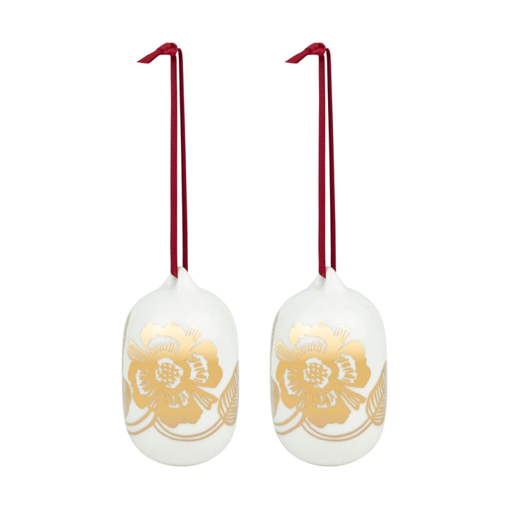 Boules de Noël Tiara 2025 6x9 cm - White-gold - Marimekko