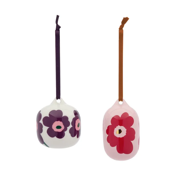 Décoration suspendue Unikko - Rose-canberge-blanc-prune, 2 pièces - Marimekko