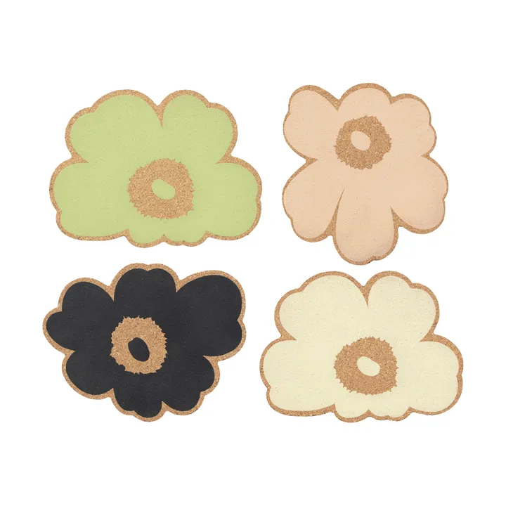 Dessous de verre en liège Unikko, lot de 4 pièces - Multicolour assortment - Marimekko