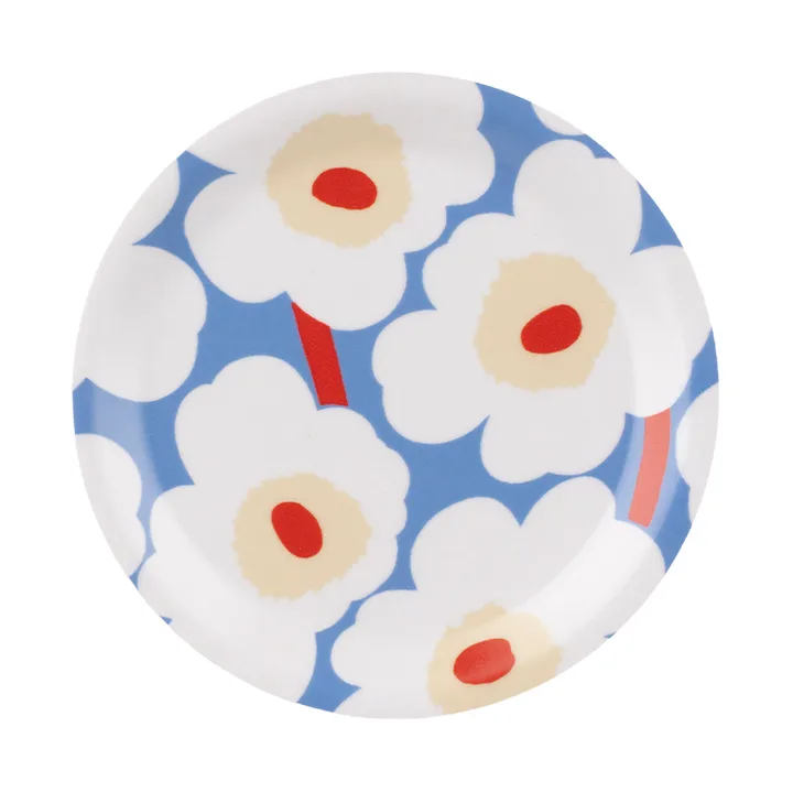 Dessous de verre Unikko - Light blue-off white-melon-orange red, Ø11 cm - Marimekko