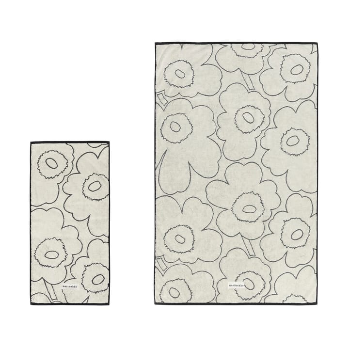 Ensemble de serviettes Piirto Unikko 2 pièces - Ivory-black - Marimekko