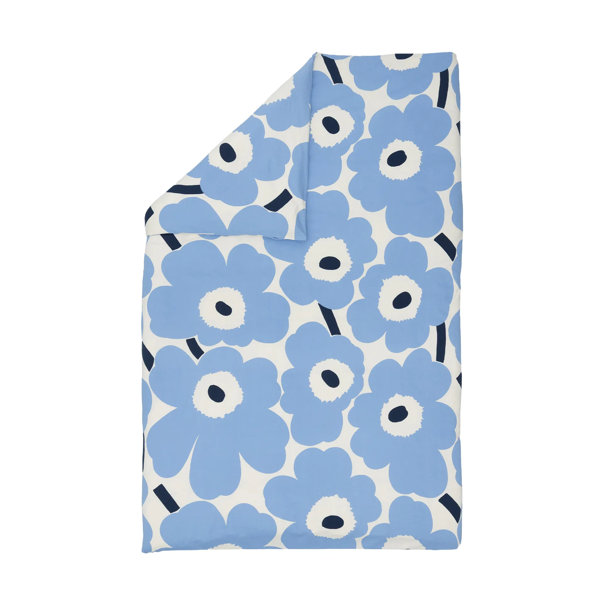 Housse de couette jersey Unikko, Off white, light blue, navy, 150x210 cm Marimekko