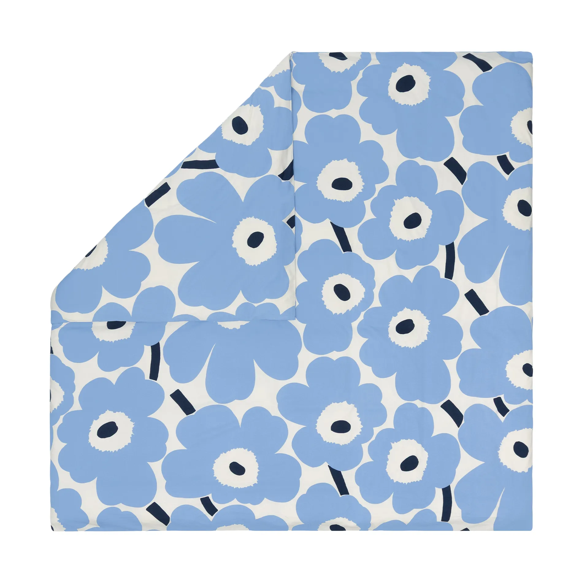 Housse de couette jersey Unikko, Off white, light blue, navy, 240x220 cm Marimekko