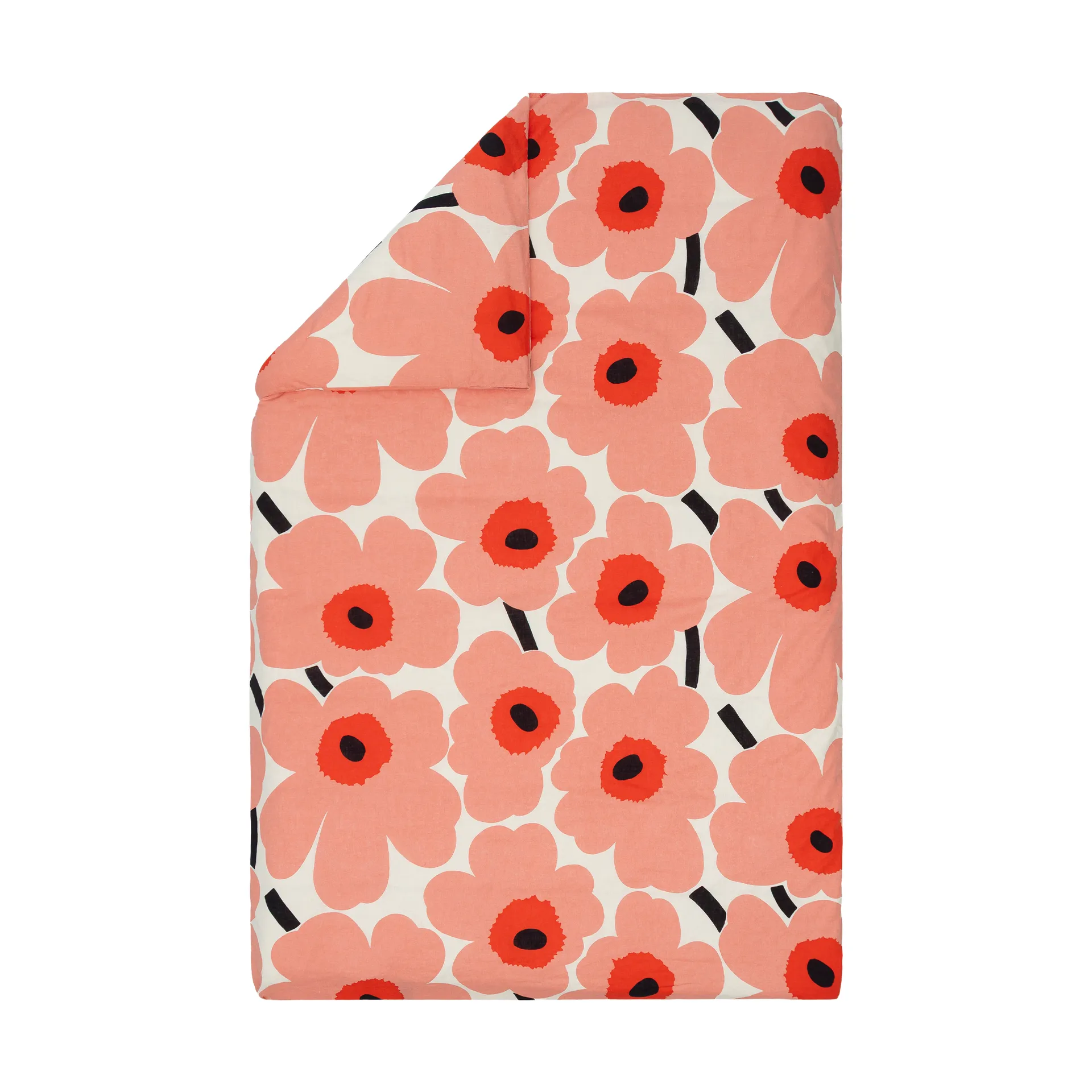 Housse de couette Unikko 150x210 cm, Off white-coral-orange red-charcoal Marimekko