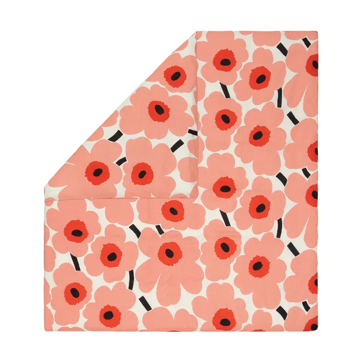 Housse de couette Unikko 220x240 cm - Off white-coral-orange red-charcoal - Marimekko