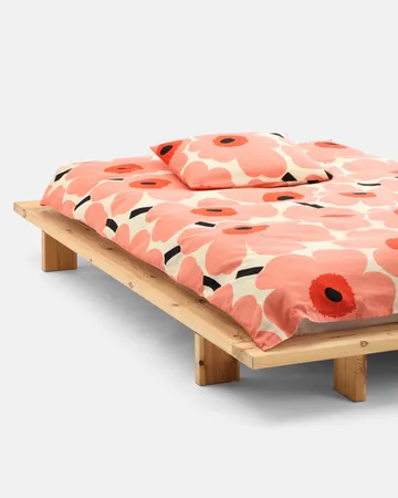 Housse de couette Unikko 220x240 cm - Off white-coral-orange red-charcoal - Marimekko