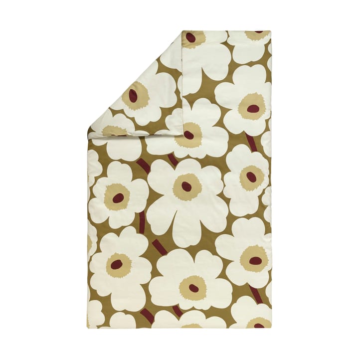 Housse de couette Unikko en satin 150x210 cm - Green umber-cream - Marimekko