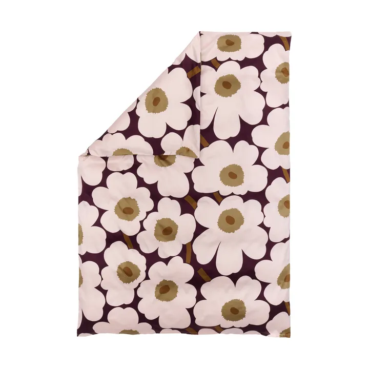 Housse de couette Unikko en satin 150x210 cm - Plum-pink-elmwood-toffee - Marimekko