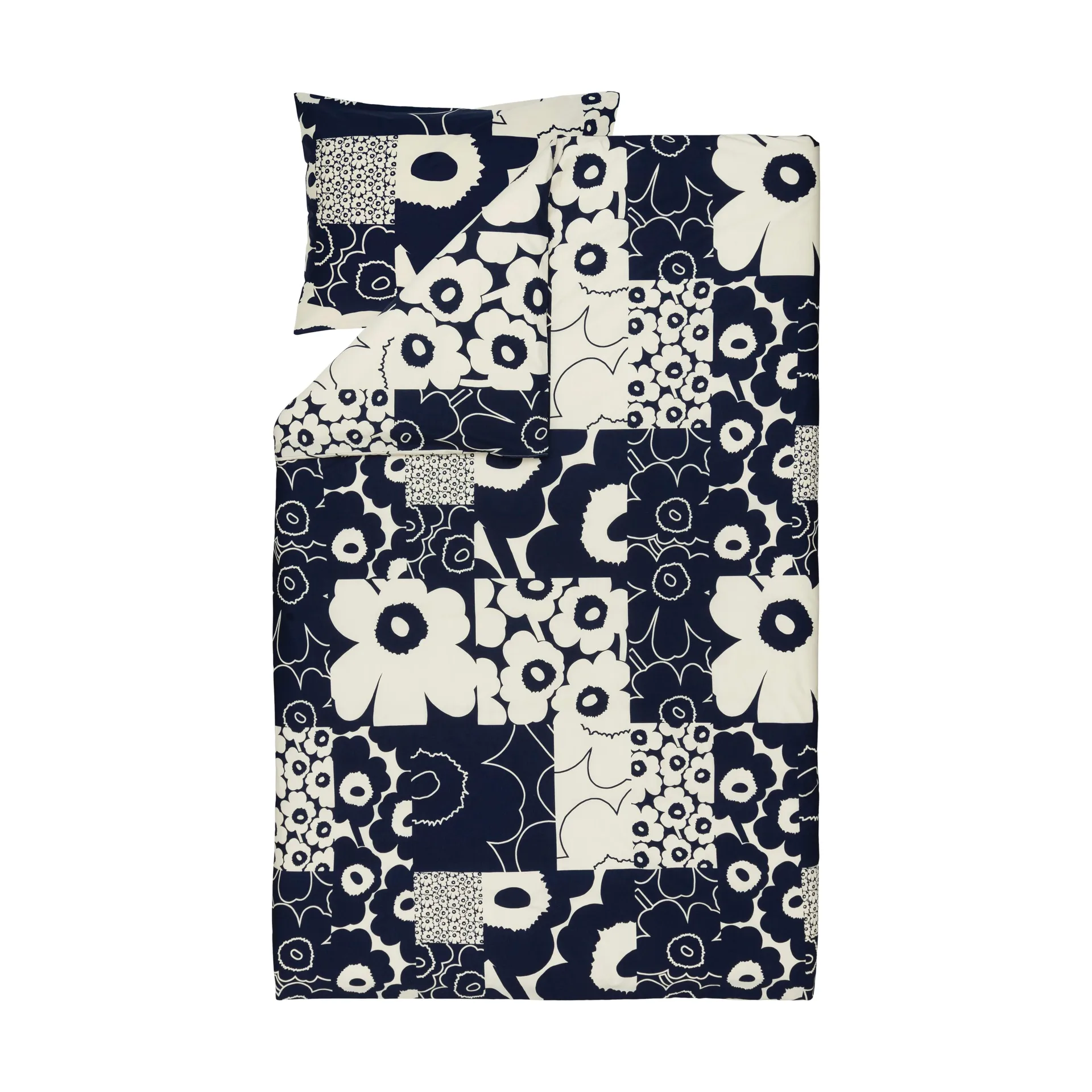 Housse de couette Unikko kollaasi 150x210 cm, Off-white-dark blue Marimekko