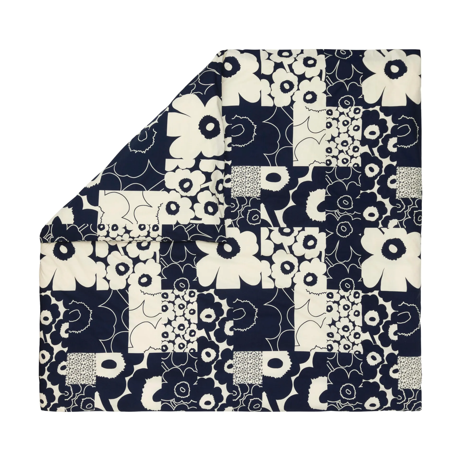 Housse de couette Unikko kollaasi 240x220 cm, Off-white-dark blue Marimekko