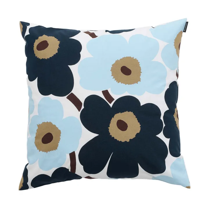 Housse de coussin Pieni Unikko 50x50 cm - White-blueberry-cold blue-dark brown - Marimekko